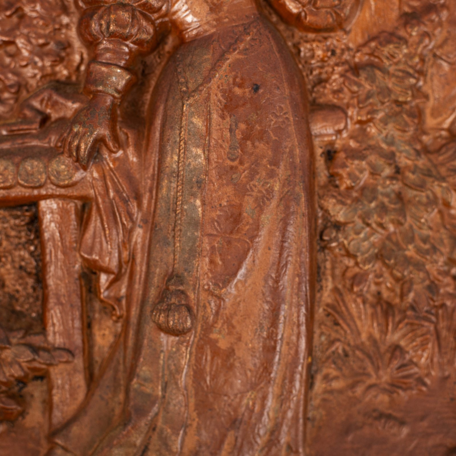 Pair of antique German Bronze Plaques with Neo-Renaissance openwork frames and literary relief scenes, 1890–1905.