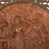 Pair of antique German Bronze Plaques with Neo-Renaissance openwork frames and literary relief scenes, 1890–1905.