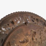 Pair of antique German Bronze Plaques with Neo-Renaissance openwork frames and literary relief scenes, 1890–1905.