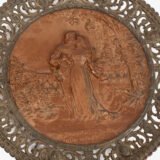 Pair of antique German Bronze Plaques with Neo-Renaissance openwork frames and literary relief scenes, 1890–1905.
