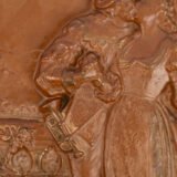 Pair of antique German Bronze Plaques with Neo-Renaissance openwork frames and literary relief scenes, 1890–1905.