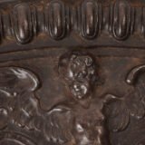 Lauchhammer Cast Iron Charger, Germany, circa 1870–1900, with Renaissance Revival reliefs, a central scene of Venus and Cupid, portrait medallions and scrolling foliage.