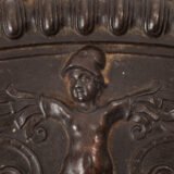 Lauchhammer Cast Iron Charger, Germany, circa 1870–1900, with Renaissance Revival reliefs, a central scene of Venus and Cupid, portrait medallions and scrolling foliage.
